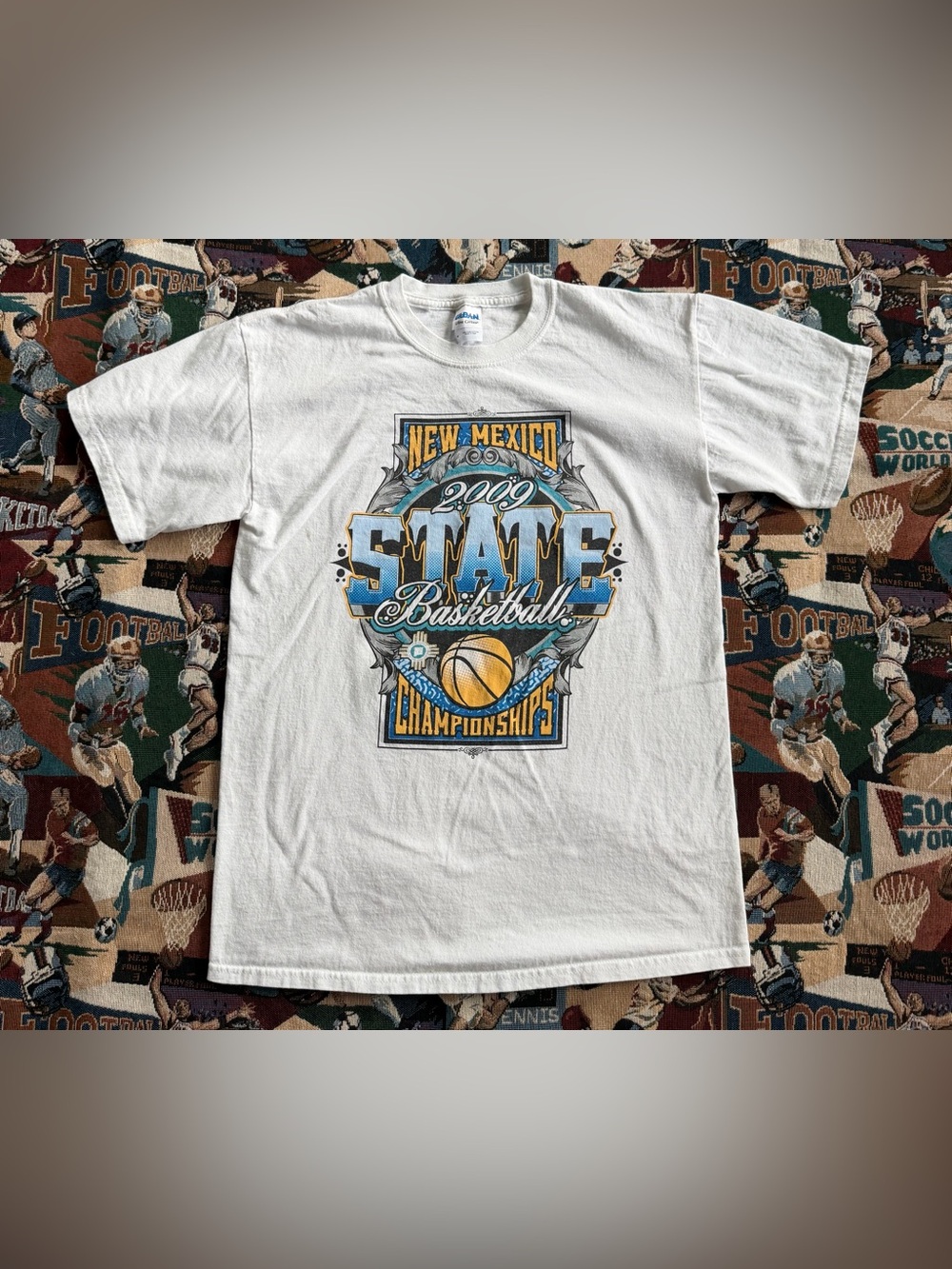 Men’s Gildan New Mexico 2009 Basketball State Championship White Graphic T-shirt